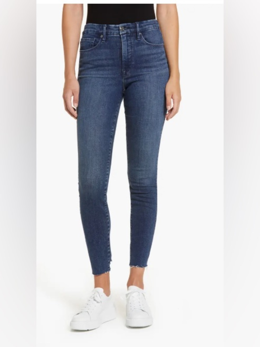 Good Legs High Waist Raw Hem Skinny Jeans by Good American